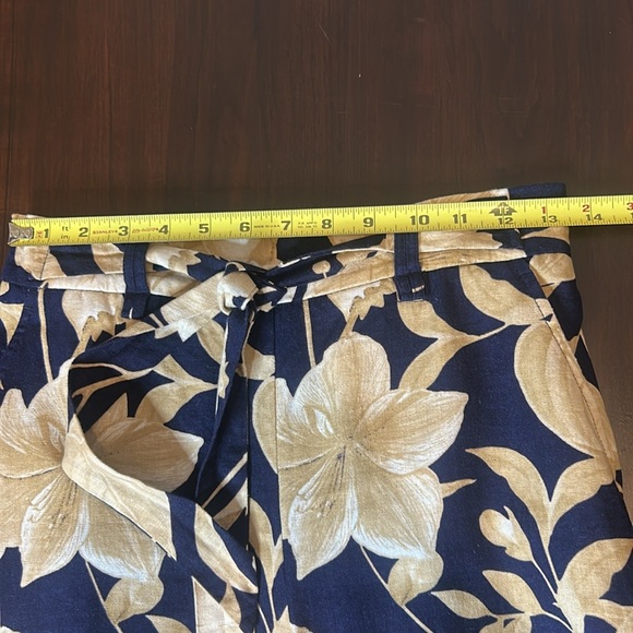 JOIE Linen Blend Wide Leg Flare Tropical Print Cropped Palazzo Pants Size 2 - Picture 4 of 11